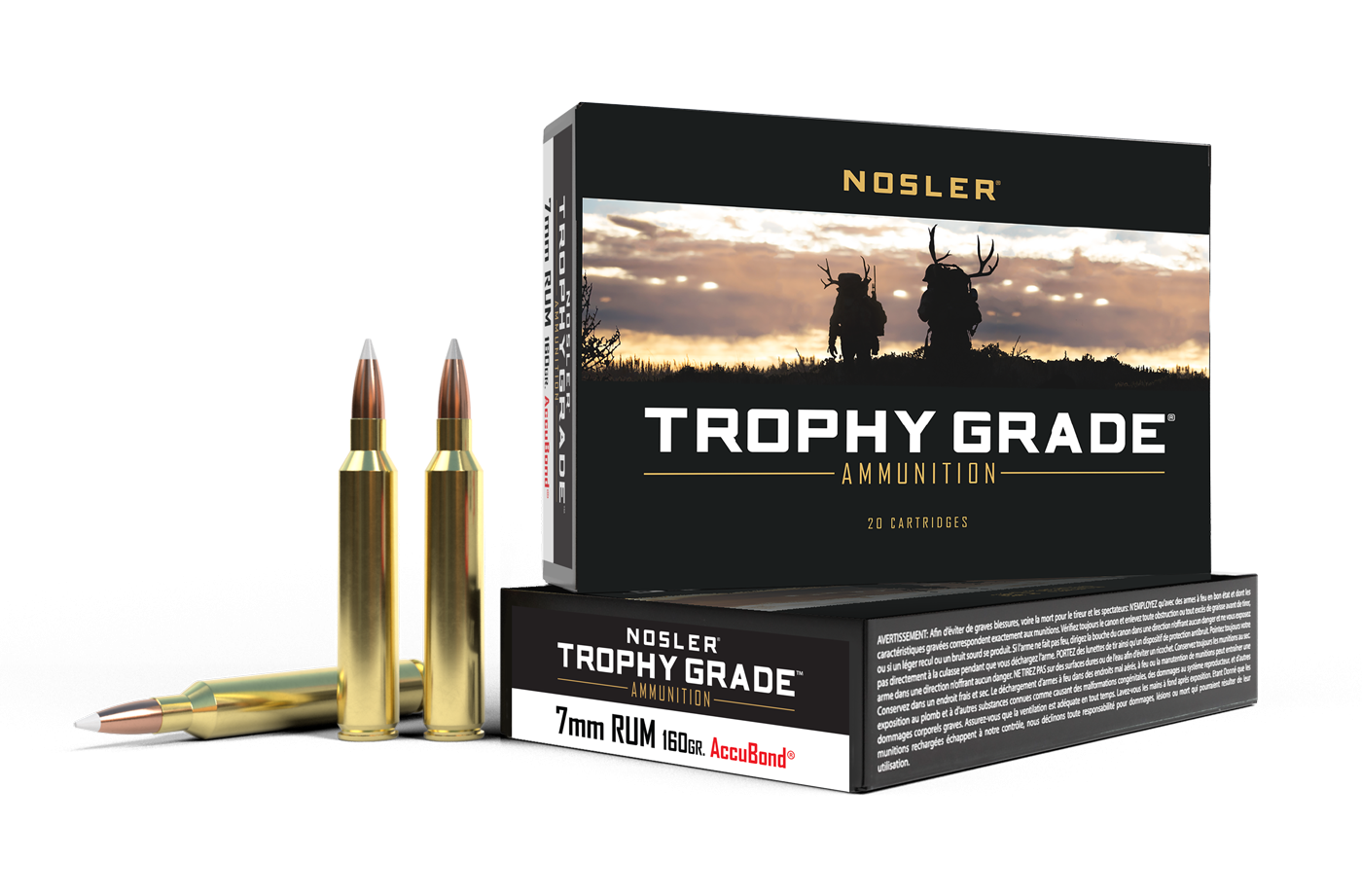 Nosler - Trophy Grade Ammunition - 7mm Remington Ultra Magnum - 160gr - AB - 20/ask