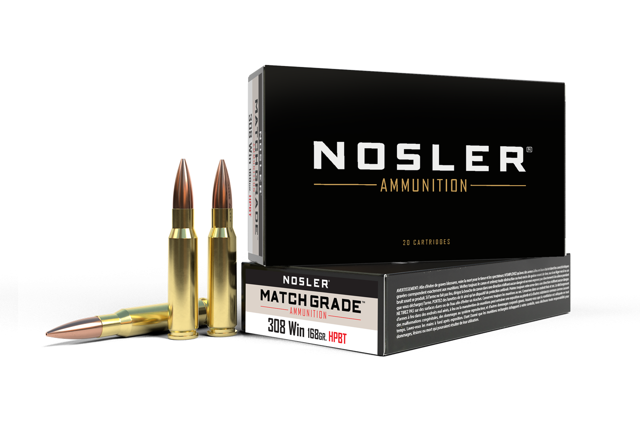 Nosler - Match Grade Ammunition - .308 Winchester - 168gr - CC HPBT - 20/ask