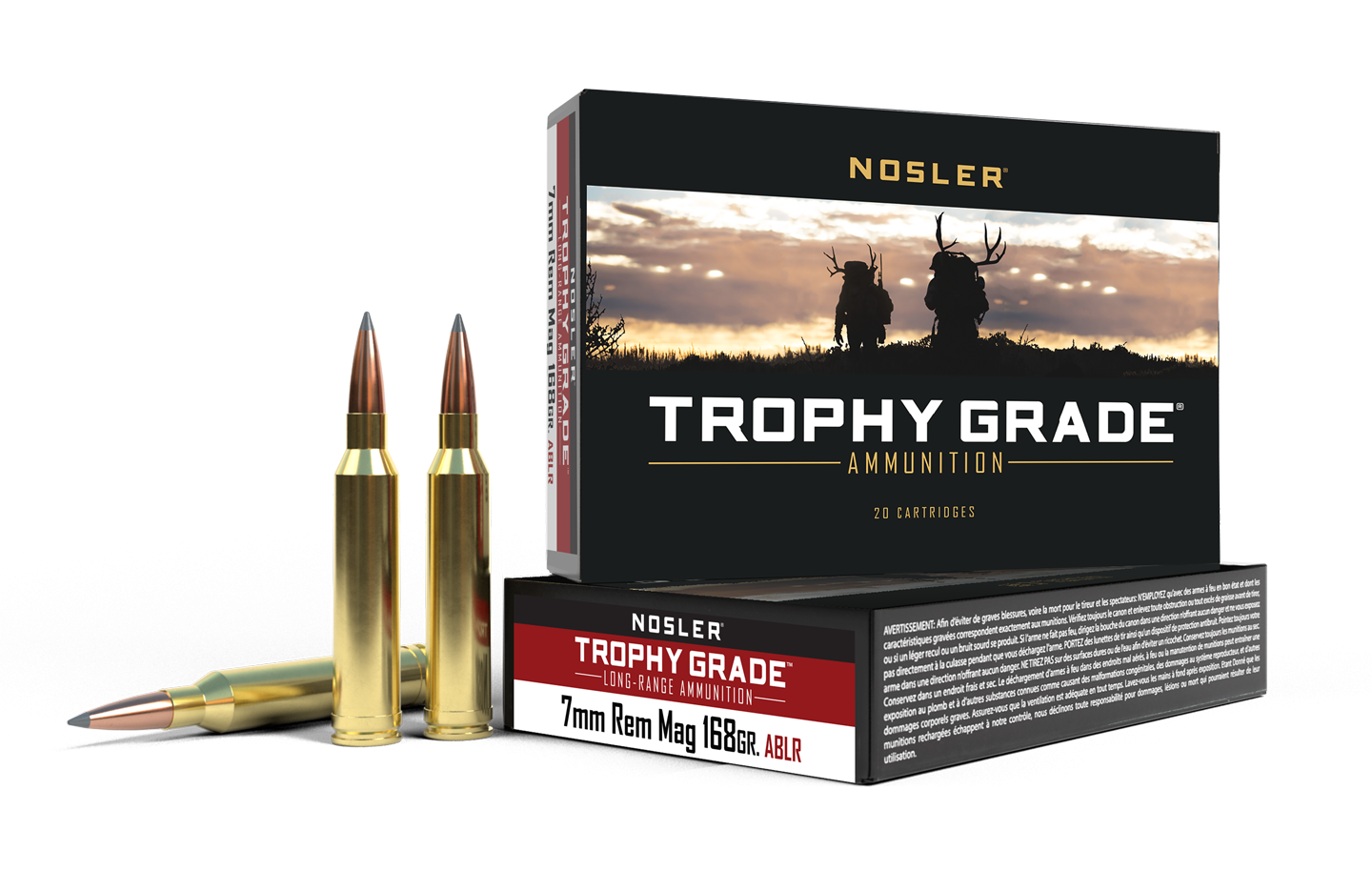 Nosler - Trophy Grade Ammunition - 7mm Remington Magnum - 168gr - ABLR - 20/ask