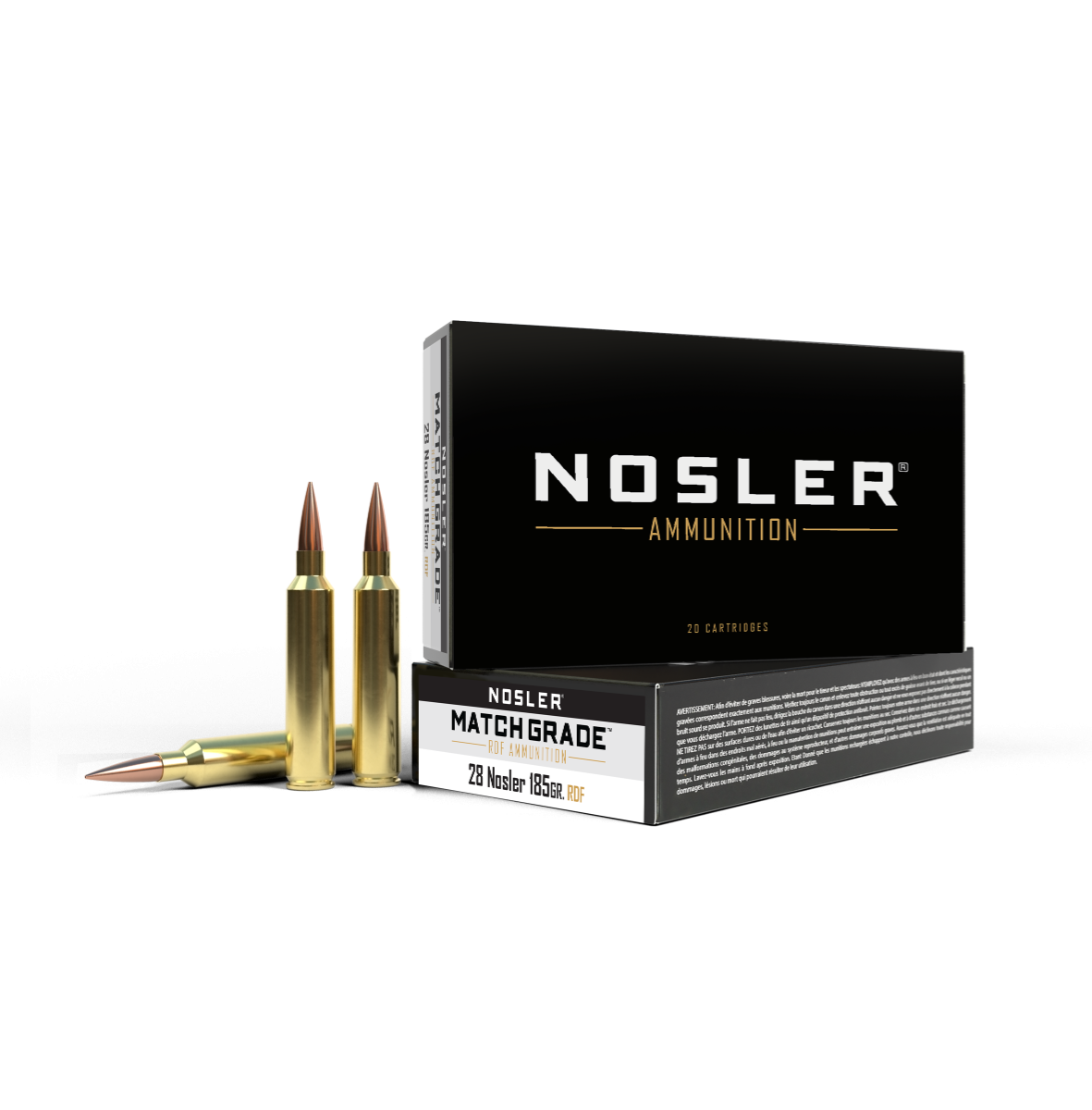 Nosler - Match Grade Ammunition - 28 Nosler - 185gr - RDF HPBT - 20/ask