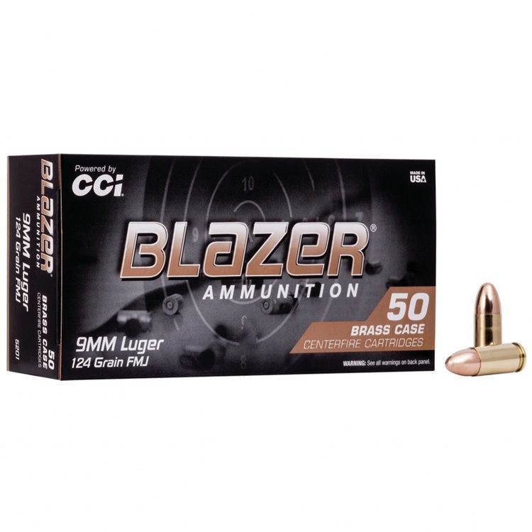 CCI Blazer Brass - 9 mm Luger - 124 gr - FMJ - 50 st/ask