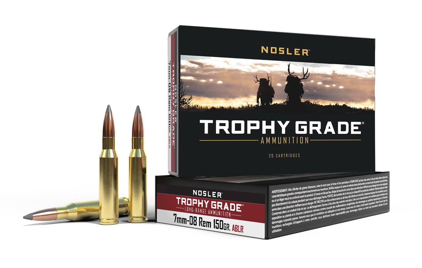Nosler - Trophy Grade Ammunition - 7mm-08 Remington - 150gr - ABLR - 20/ask
