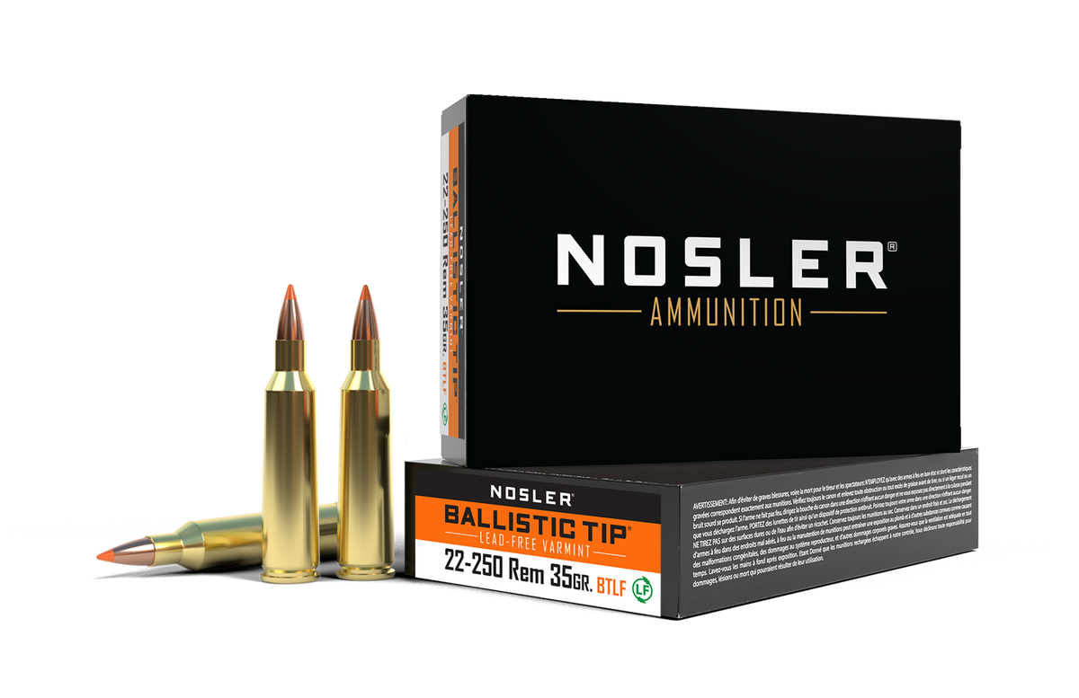 Nosler - Ballistic Tip Lead Free Ammunition - .22-250 Remington - 35gr - BTLF - 20/ask