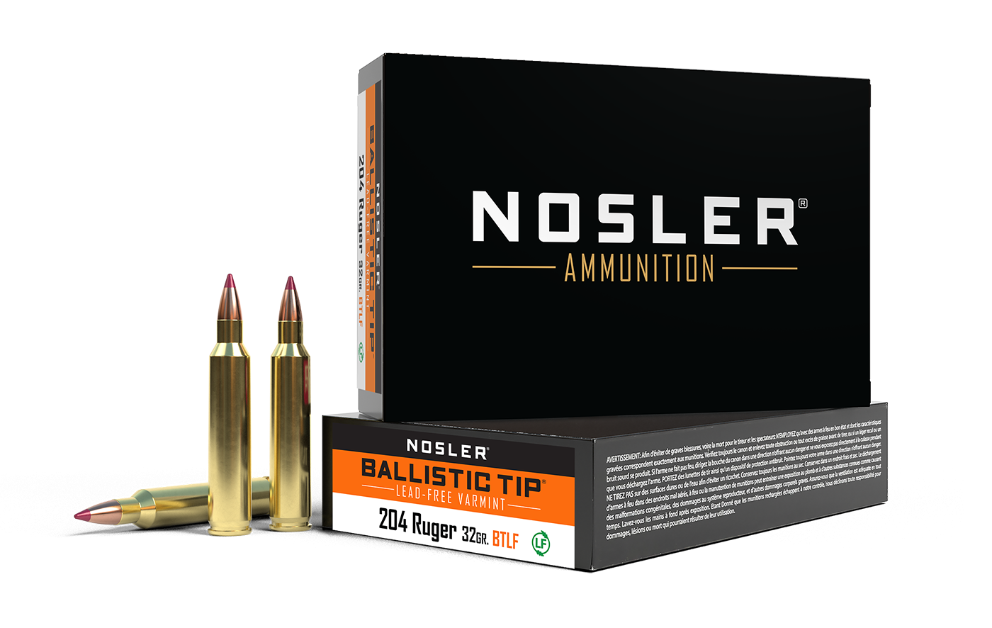 Nosler - Ballistic Tip Lead Free Ammunition - .204 Ruger - 32gr - BTLF - 20/ask