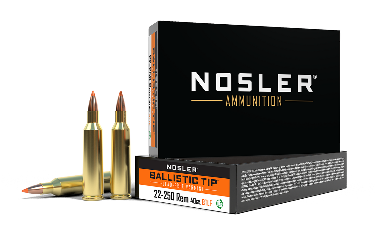 Nosler - Ballistic Tip Lead Free Ammunition - 22-250 Remington - 40gr - BTLF SP - 20/ask