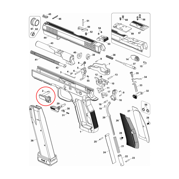 CZ - CZ75 DC/Shadow 2/P01-Omega  - Slide stop - #2