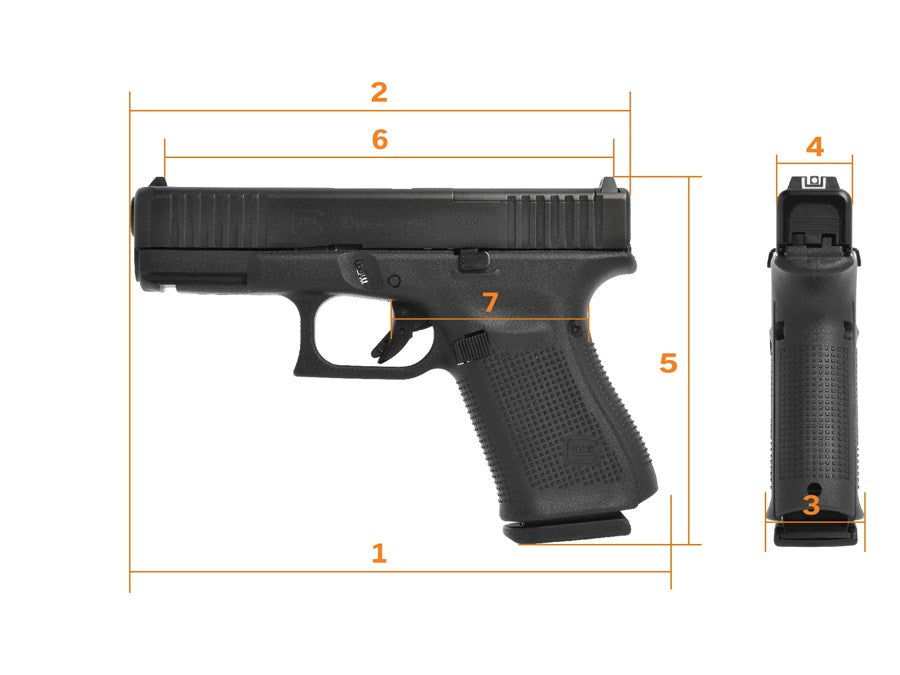Glock 19 Gen5 MOS FS, threaded M13.5X1 left -  9 mm - Compact