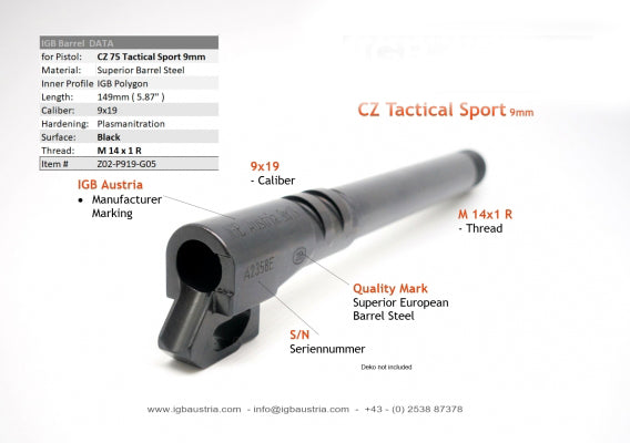 IGB - Tactical Sport - 9mm - IGB Polygon Threaded Barrel