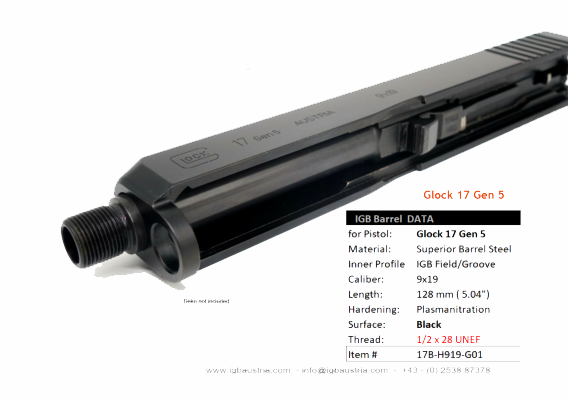 IGB - Glock 17 Gen5 IGB Threaded Barrel 1/2x28 UNEF
