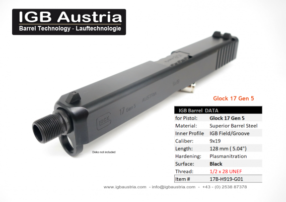 IGB - Glock 17 Gen5 IGB Threaded Barrel 1/2x28 UNEF