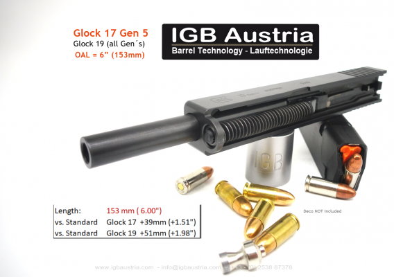 IGB - 6" IGB Glock 17 Gen5 / Glock 19 Barrel