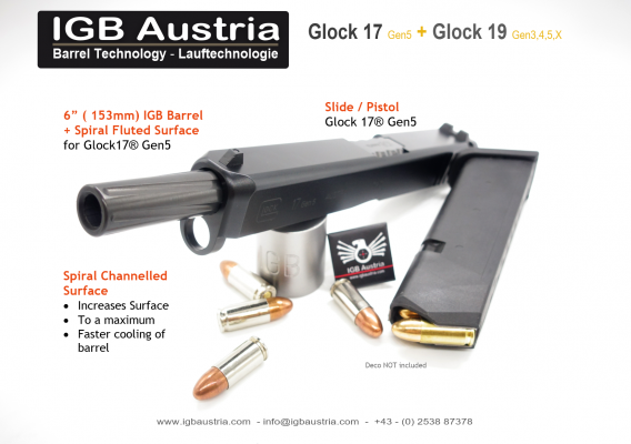 IGB - 6" IGB Glock 17 Gen5 / Glock 19 Barrel Spiral Fluted