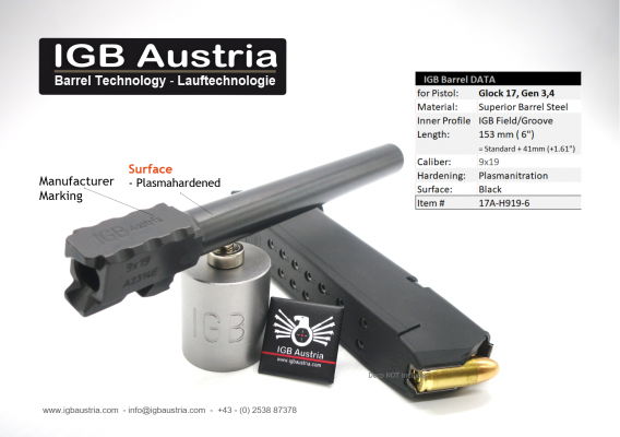 IGB - 6" Glock17 Glock34 Gen3/4 Barrel