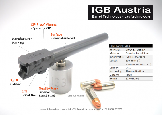IGB - 6" Glock17 Glock34 Gen3/4 Barrel