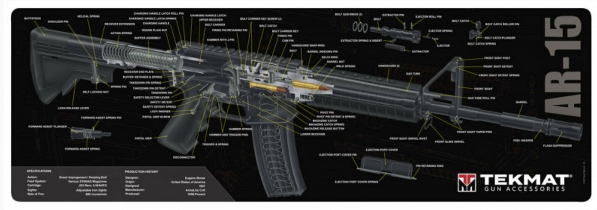 TekMat - AR-15 3D Cutaway gun - Cleaning Bench Mat