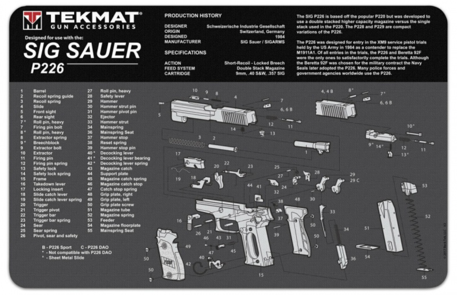 TekMat - Sig Sauer P226 - Cleaning Bench Mat
