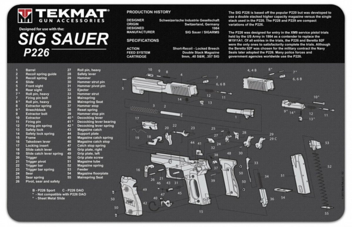 TekMat - Sig Sauer P226 - Cleaning Bench Mat