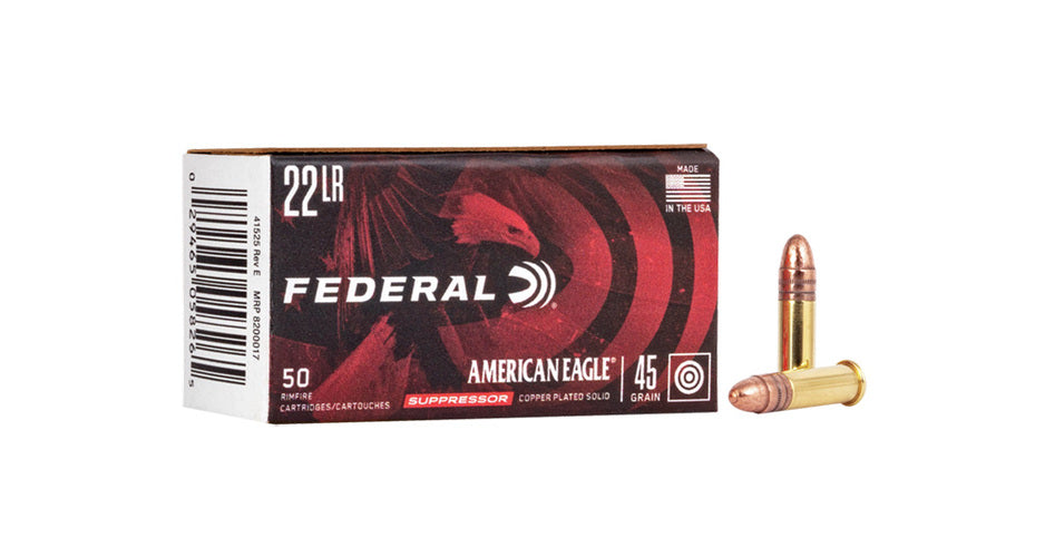 Federal - American Eagle - Suppressor Ammo - 22 LR - Copper-Plated - 45gr - 50/Box