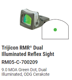 Trijicon - RMR® Dual Illuminated Reflex Sight - ODG Cerakote - Green dot