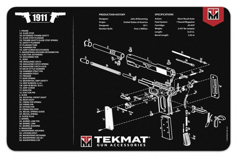 TekMat - Gun Cleaning Bench Mat 3D For 1911