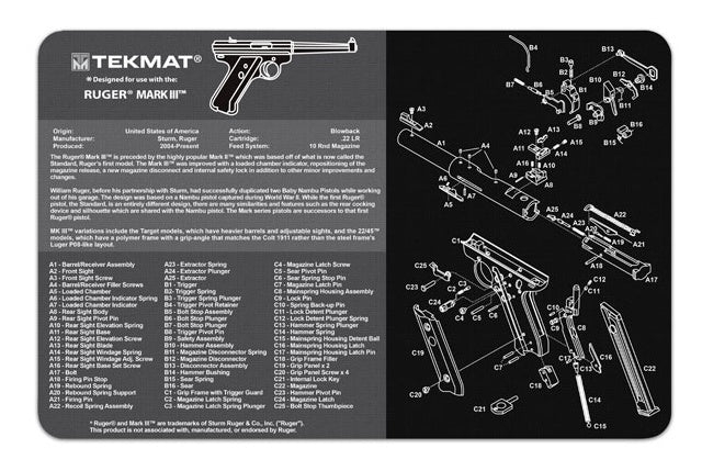 TekMat - Gun Cleaning Bench Mat - Ruger MKIII