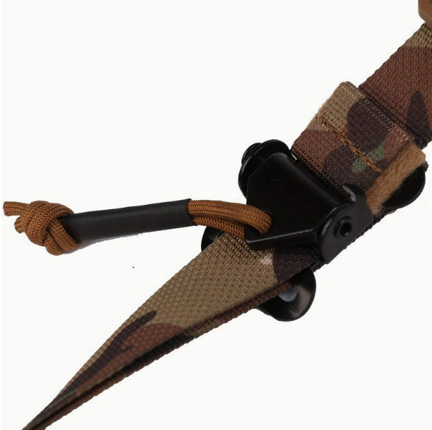 2-punkts Gevärs Sling med längdjusterare och metallkrok - Black Camo