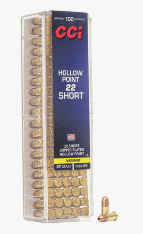 CCI - Rimfire Ammunition 22 Short - 27gr Copper Plated HP - 100/Box
