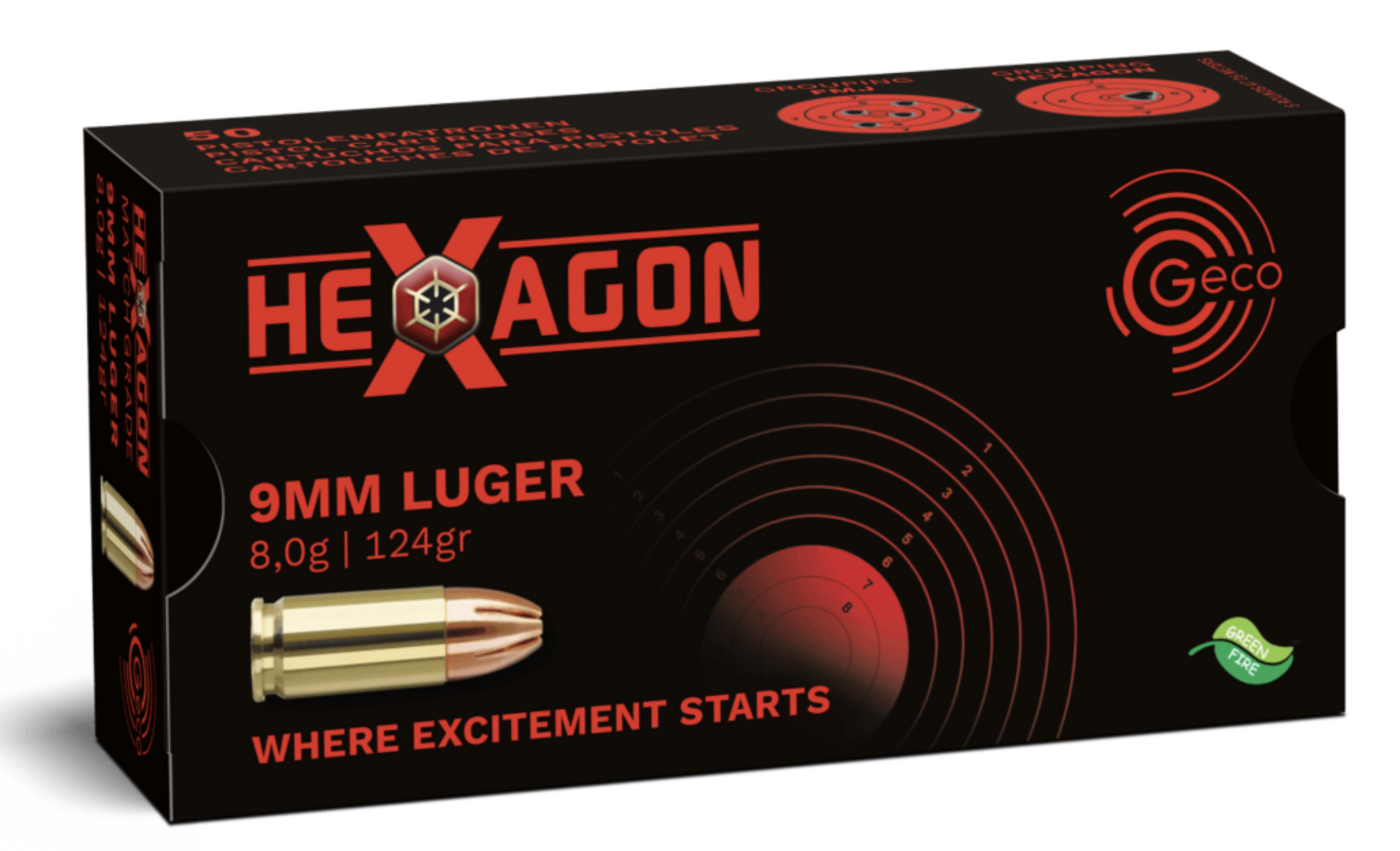 Geco - Hexagon - 9 mm Luger - 124 gr - 50 st/ask