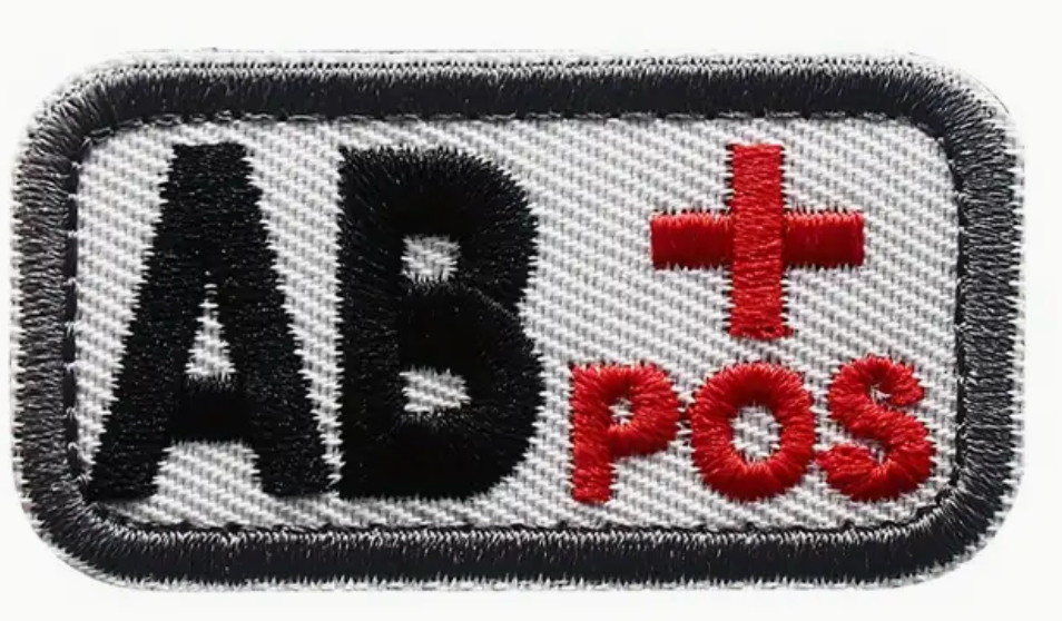 AB + Pos - Vit- Svart  - Patch