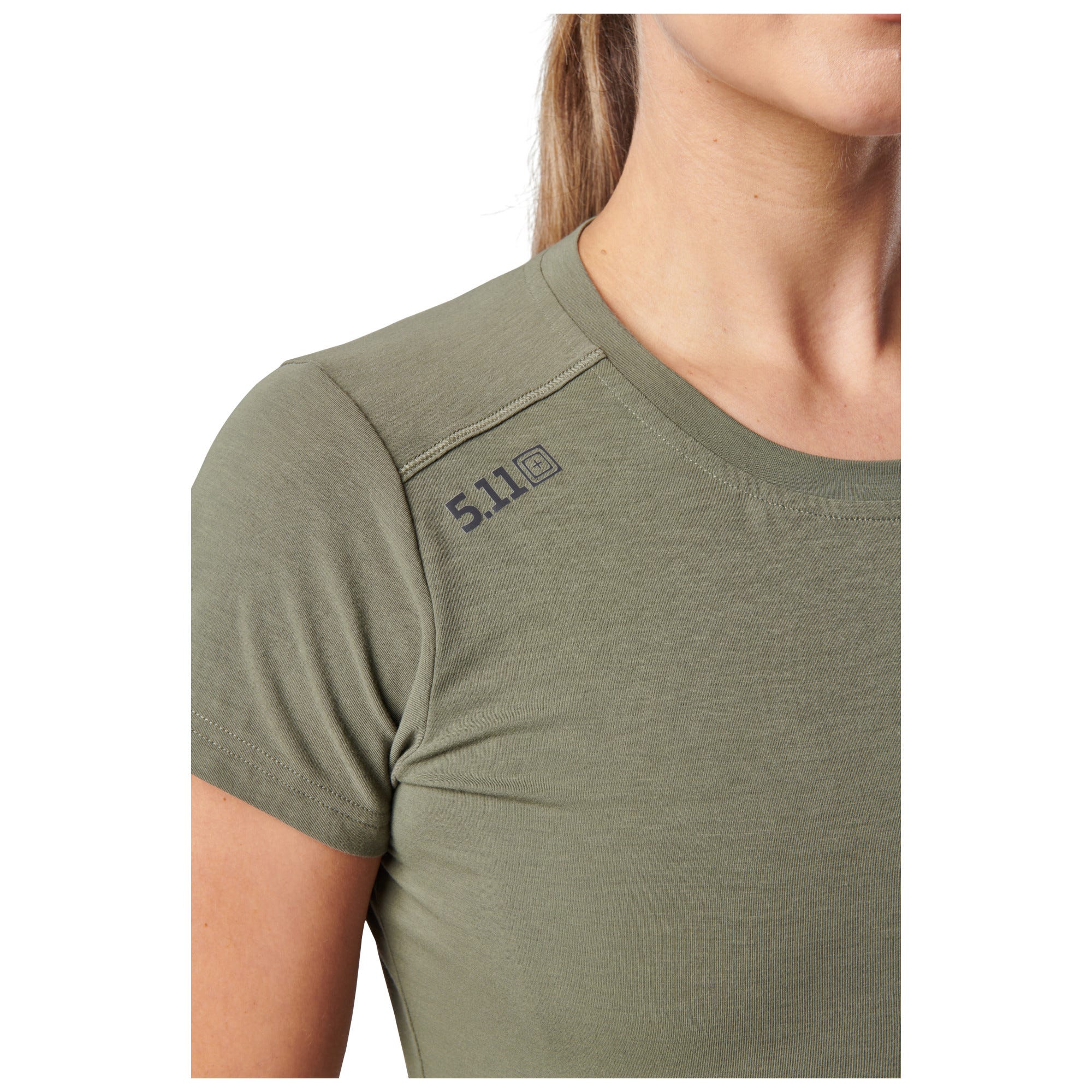 5.11 PT-R Women's Interval Short Sleeve Tee i Black, kortärmad träningströja för dam med meshpanel och reflexdetaljer