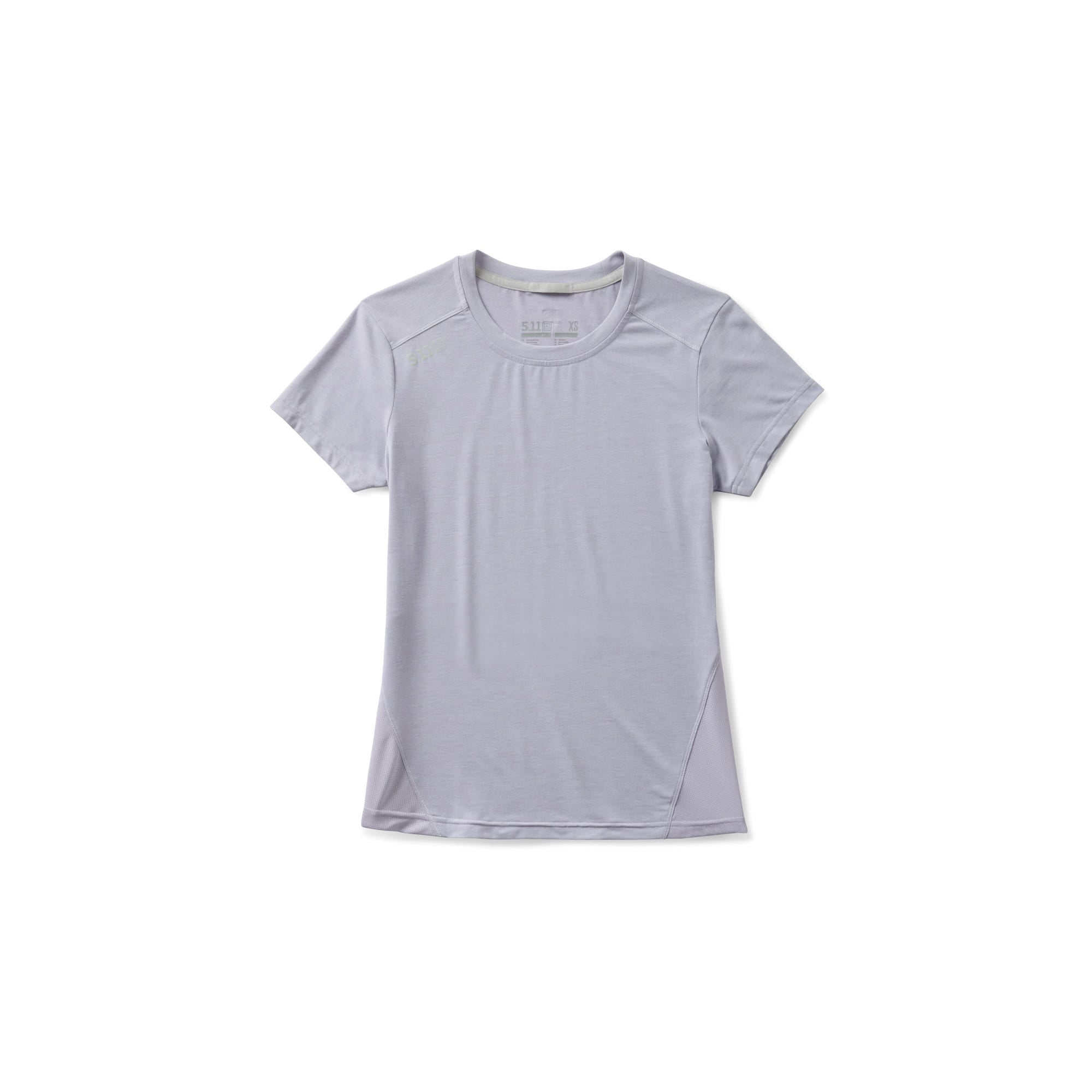5.11 PT-R Women's Interval Short Sleeve Tee i Lilac Grey, kortärmad träningströja för dam med meshpanel och reflexdetaljer
