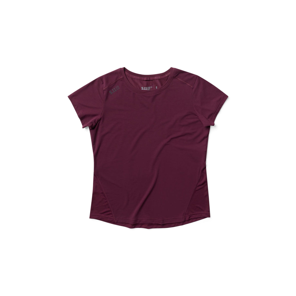 5.11 PT-R Women's Interval Short Sleeve Tee i Fig, kortärmad träningströja för dam med meshpanel och reflexdetaljer