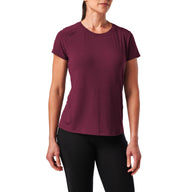 5.11 PT-R Women's Interval Short Sleeve Tee i Fig, kortärmad träningströja för dam med meshpanel och reflexdetaljer