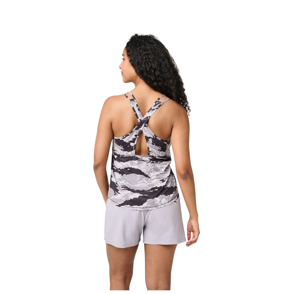 5.11 PT-R Grind Crossback Tank träningslinne i Night Tiger Camo, med korsade axelband.