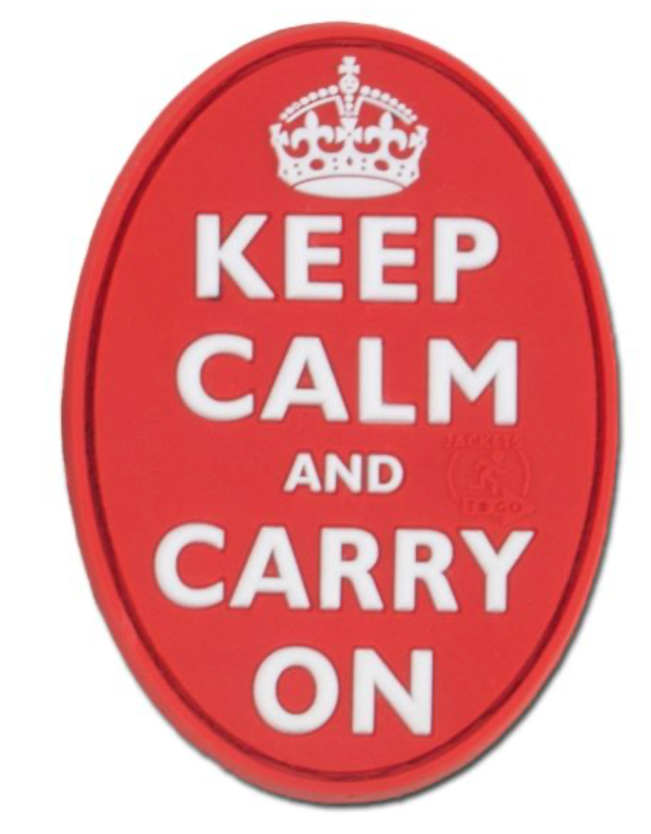 3D Rubber Keep Calm and Carry On Patch - Red