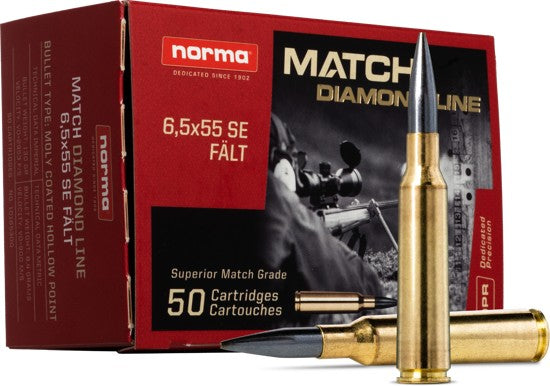 Norma - 6,5x55 SE Fält - 8,4 g/130 gr - Match Diamond Line- 50/ask