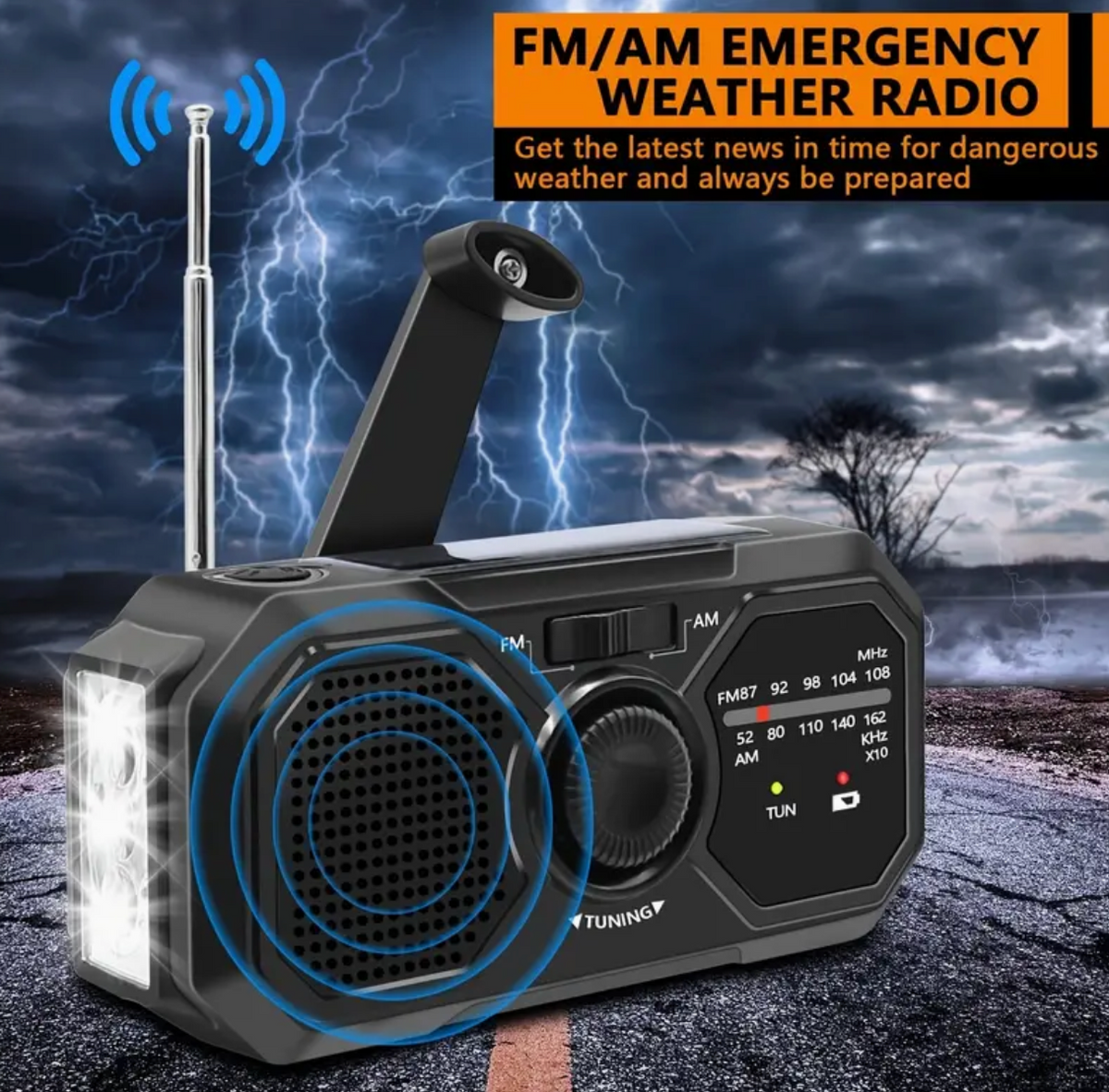 Nödradio - Väderradio - Handvev - Bärbar Radio Med Power Bank¨