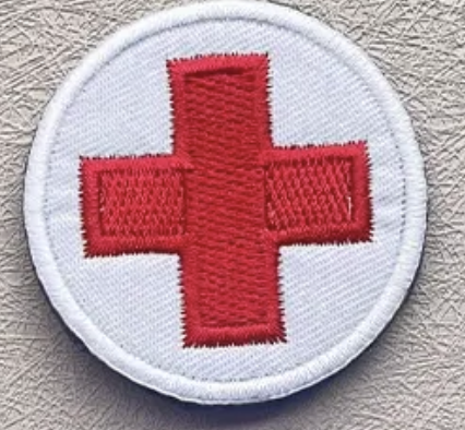 First Aid - Vit/röd - Rund - Patch