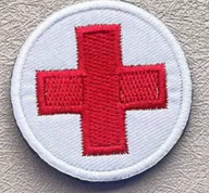 First Aid - Vit/röd - Rund - Patch
