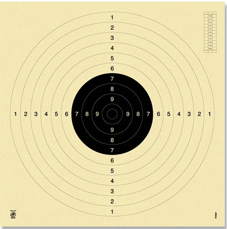 Pistol 25/50 m and smallbore rifle 100 m target 3100 (unnumbered) - 55X53 cm