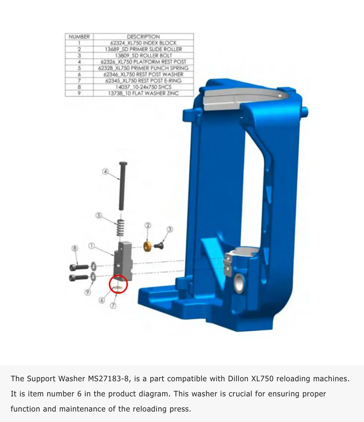 Dillon - Support Washer MS27183-8 for Dillon XL750 - #62346
