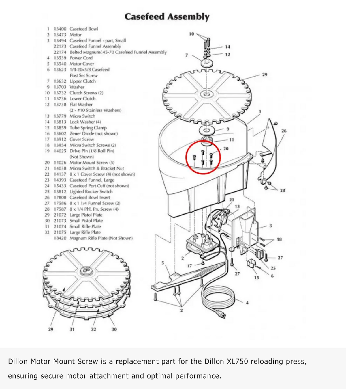 Dillon - Motor Mount Screw for Dillon XL750 - #14026
