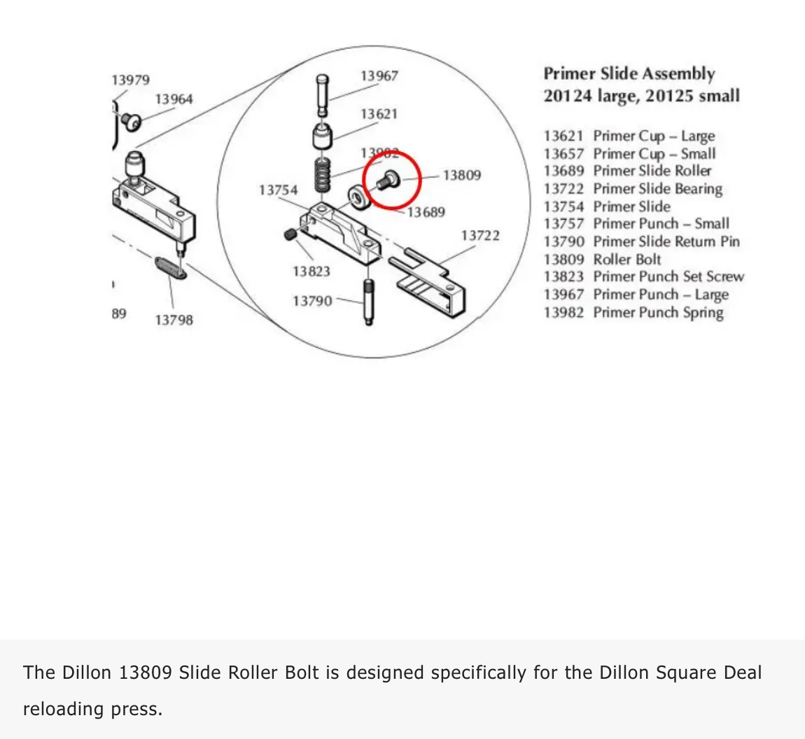 Dillon - Slide Roller Bolt for Dillon Square Deal - #13809