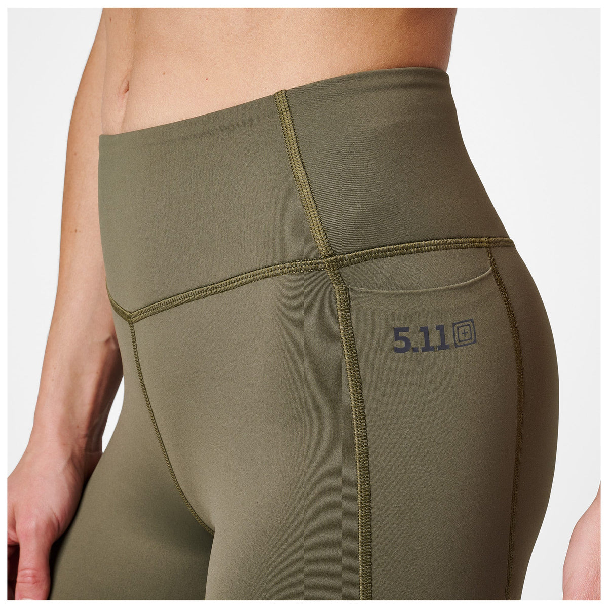 5.11 PT-R Complex Pocket Tight i Ranger Green, träningstights med hög midja och sidofickor