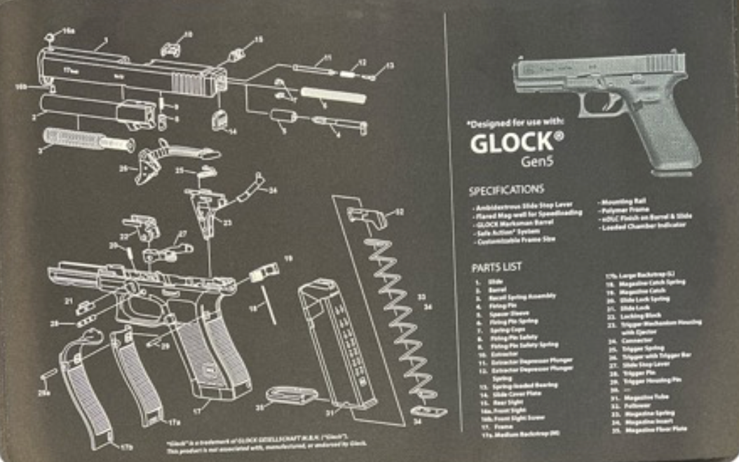 Glock - Gun Cleaning Bench Mat - Gen 5 - Svart