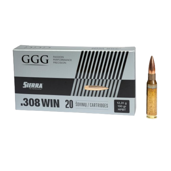 GGG - Ammo .308 Win - 190gr - HPBT Sierra Matchking - 20/Box
