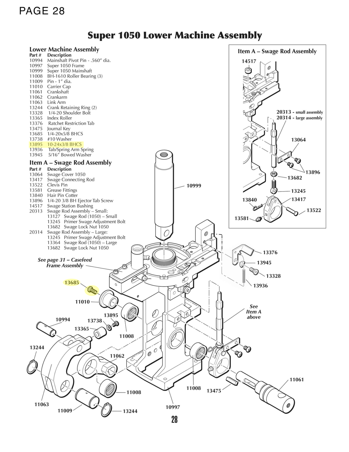 Dillon - XL650/XL750/1050/RL1100 Small Screw
