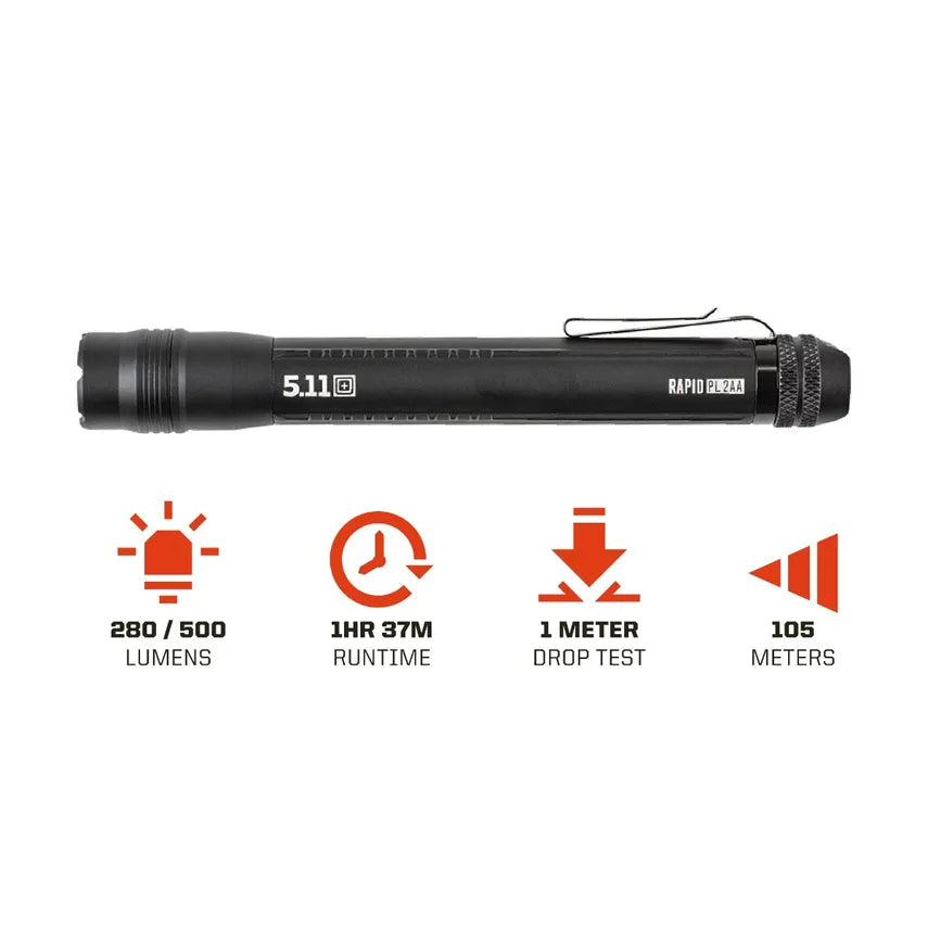 5.11 - Rapid PL 2AA Flashlight - Black (019)