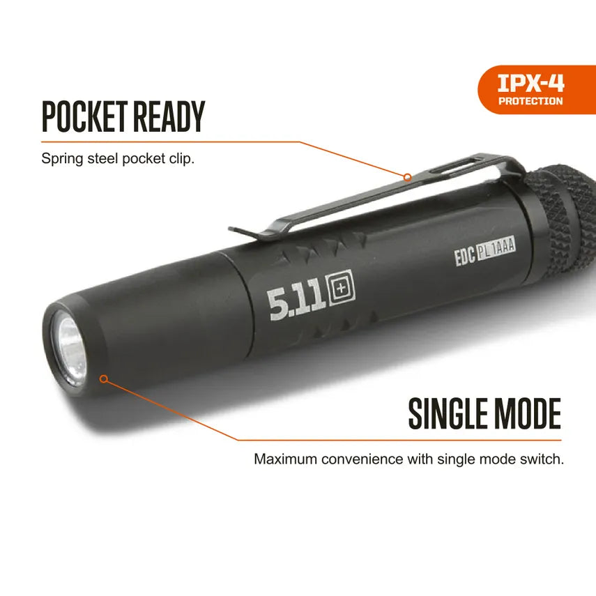 5.11 - EDC PL 1AAA Flashlight - Black (019)