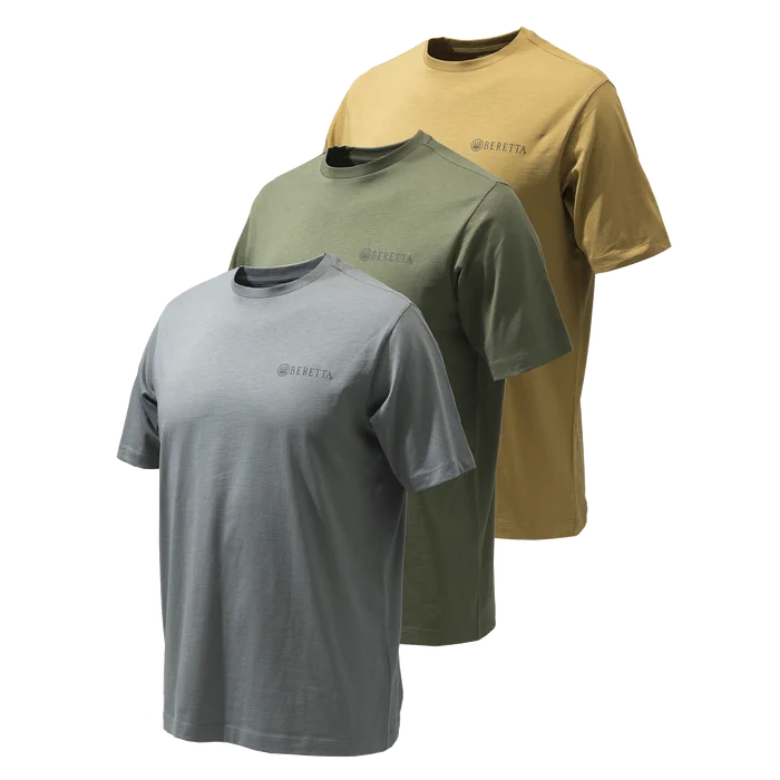 Beretta - Set of 3 Corporate T-Shirts - Coyote , Smoked Pearl, Green